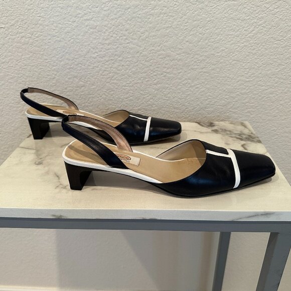 Talbots Navy and White Slingback Shoe - Picture 2 of 5
